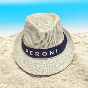 Simplicity Peroni Cream Fedora Hat with Navy Band